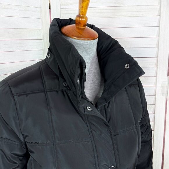 Tommy Hilfiger Quilted Puffer Coat Black XS Long Line Winter Snow - Picture 7 of 14
